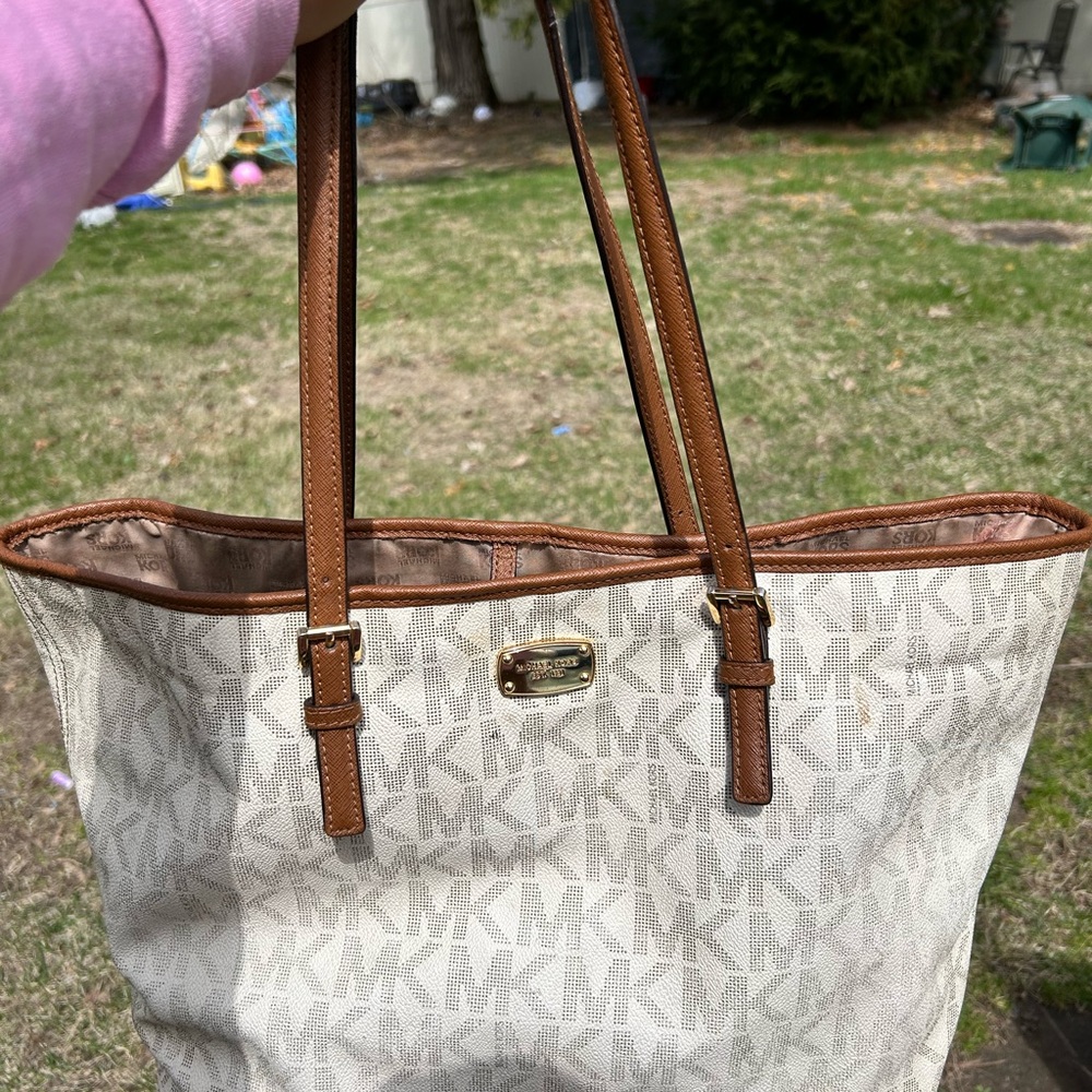 Michael Kors Brown and Cream Structured Tote